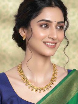 Peora - Gold Plated Floral Designer Traditional Jewellery Set