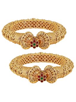 Peora - Gold Plated Openable Gokhru Kada (Pack Of 2)