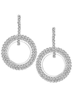 Peora - Silver Plated Studded Hoop Earrings for Women