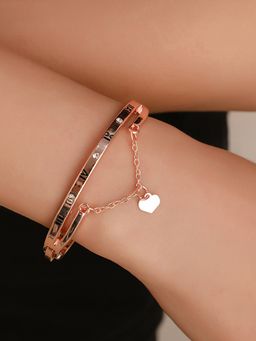 Peora - Rose Gold Plated American Diamond Studded Bracelet