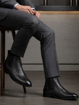 HAYES LONDON - Men Genuine Leather Black Chelsea Boots
