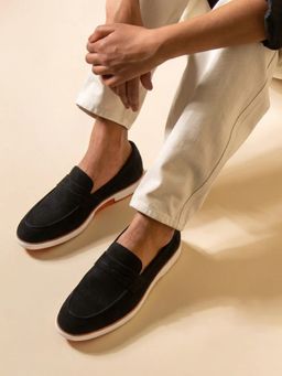 HAYES LONDON - Men Black Italian Suede Leather Casual Loafers