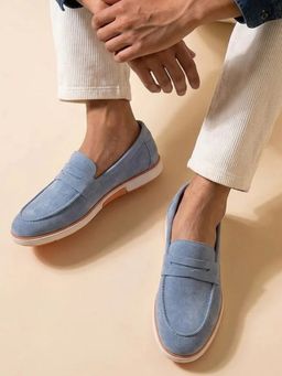 HAYES LONDON - Men Blue Italian Suede Leather Casual Loafers
