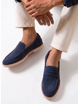 HAYES LONDON - Men Navy Blue Italian Suede Leather Casual Loafers