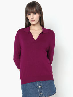VERO MODA - Purple Solid Knit Sweater