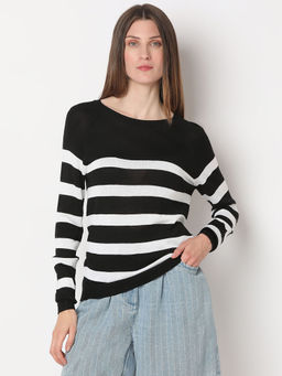 VERO MODA - Black Striped Knit Sweater
