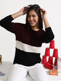 Campus Sutra - Multi-Color Colorblock Pullover Sweater
