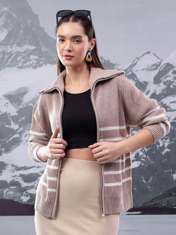 KOTTY - Beige Chunky Knit Cozy Cardigan