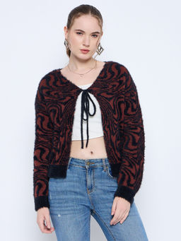 Madame - Women Abstract Rust Sweater