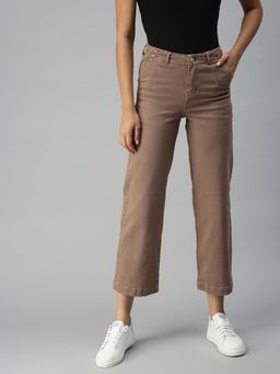 SHOWOFFFF - Women Straight High-Rise Mauve Clean Look Jeans