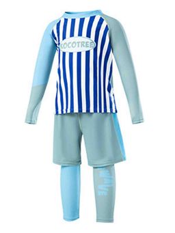 Little Surprise Box - Dark Blue Stripes Swimsuit for Boys with UPF 50+(130) (Set of 3)