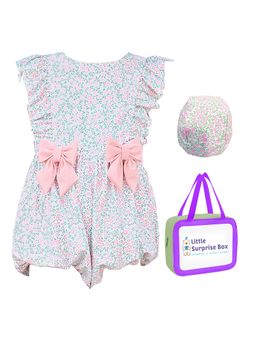 Little Surprise Box - One Piece Little Miss Pink Bow Swimwear+Swim Cap (Set of 3)