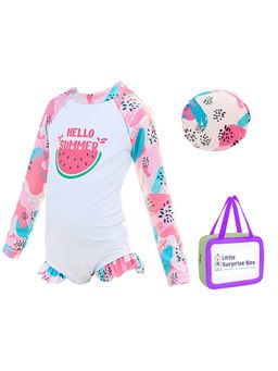 Little Surprise Box - One Piece Summer Watermelon Swimwear+Swim Cap (Set of 3)