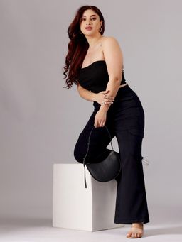 Miss Chase - A+ Curve Collection Plus Size Women's Black Wide Stretchable Denim Jeans