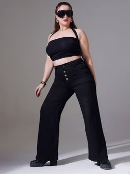 Miss Chase - A+ Curve Collection Plus Size Women's Black Stretchable Denim Jeans