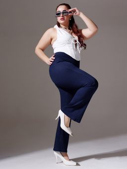 Miss Chase - A+ Curve Collection Plus Size Women's Navy Blue Bootcut Shaping Jeans