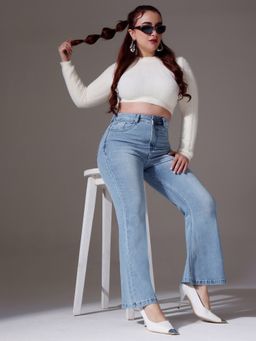 Miss Chase - A+ Curve Collection Plus Size Women's Light BlueBootcut Shaping Jeans