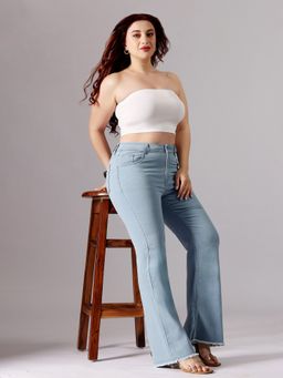 Miss Chase - A+ Curve Collection Plus Size Women's Light Blue Boot Cut Jeans