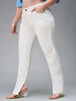 Miss Chase - A+ Curve Collection Plus Size Women's White Skinny Denim Jeans