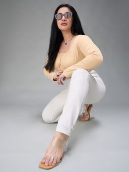 Miss Chase - A+ Curve Collection Plus Size Women's White Skinny Stretchable Denim Jeans