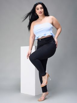 Miss Chase - A+ Curve Collection Plus Size Women's Black Slim Fit High Rise Denim Jeans