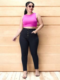 Miss Chase - A+ Curve Collection Plus Size Women's Black Skinny Fit Denim Jeans