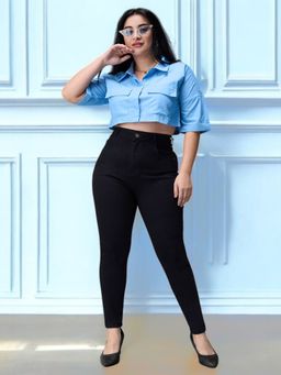 Miss Chase - A+ Curve Collection Plus Size Women's Black Skinny Fit Stretchable Jeans