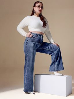 Miss Chase - A+ Curve Collection Plus Size Women Light Blue Stretchable Jeans