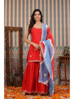 Rangeelo - Red Gotapatti Cotton Sharara (Set of 3)