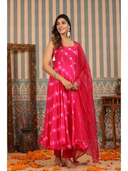 Rangeelo - Umbrella Printed Muslin Anarkali (Set of 3)