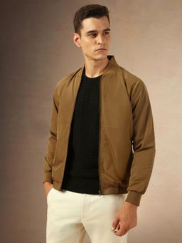 Dennis Lingo - Men Regular Fit Ployseter Solid Mock Collar Bomber Jacket