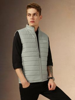 Dennis Lingo - Sleeveless Mock Collar Solid Regular Fit Men Jackets