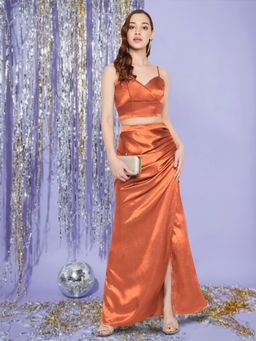 Martini - Orange Satin Two Piece Co-Ord (Set of 2)