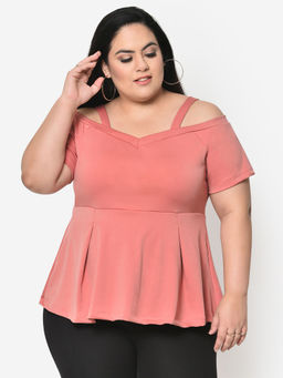 Martini - Pink Curve Plus Size Shoulder Cut Out Top
