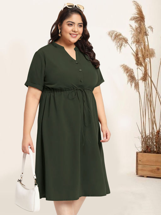slim fit dress slacks PLUS SIZE-WASHED COTTON BUTTON DOWN SHIRT DRESS main image 1