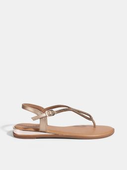 Lemon & Pepper - Women Metallic Slip On T-Straps