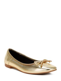 Rag & Co - Women Bow Gold Slip On Ballerina