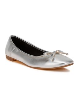 Rag & Co - Women Bow Silver Slip On Ballerina
