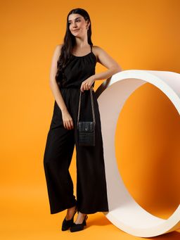 BRINNS - Women Shoulder Strap Solid Basic Black Jumpsuit