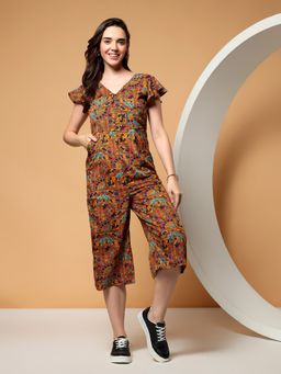 BRINNS - Multi-Color Women Embroidered V-Neck Midi Jumpsuit