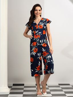 BRINNS - Multi-Color Women Floral V-Neck Midi Jumpsuit