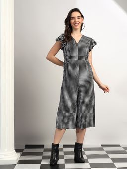 BRINNS - Black Women Printed V-Neck Midi Jumpsuit