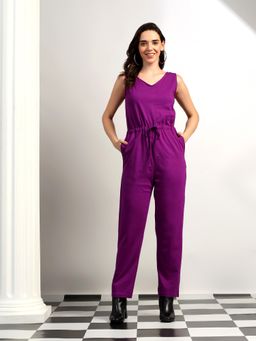 BRINNS - Purple Women Waist Tie-Ups Basic Jumpsuit