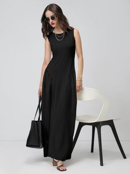 SHOWOFF - Black Solid Maxi Dress