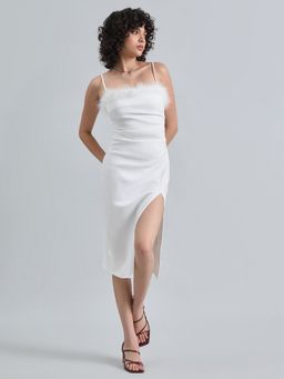 SHOWOFF - Women White Solid Midi Dress
