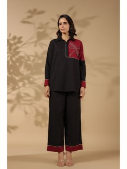 STIL-O-STITCH - Multi-Color Embroidered Collar Neck Top and Pant