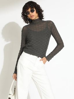 SHOWOFF - Women Grey Fitted Top