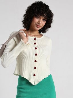 SHOWOFF - Women Cream Fitted Top