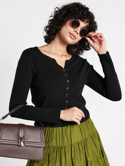SHOWOFF - Women Black Textured Top