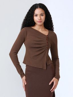 SHOWOFF - Women Brown Fitted Top